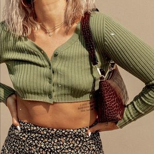 Green cropped cardigan